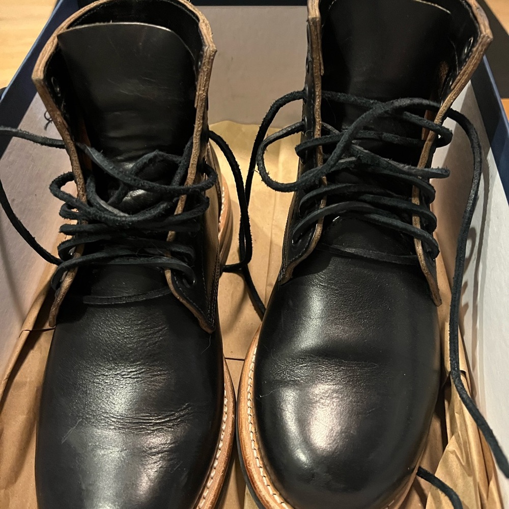 Oak Street Bootmakers Black Dainite Trench Boots 6 Like new!. Leather laces